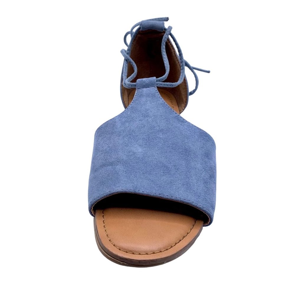 Universal Thread Aileen Ankle Lace Up Blue Faux Suede Open Toe Sandals Size 8.5 - Picture 5 of 9